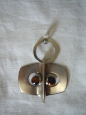  Anhänger 835 Silber Tigerauge, Design Finnland Vintage ca. 1960