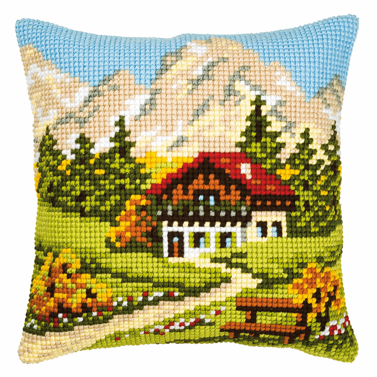 Vervaco Mountain Scene Cross Stitch Cushion, Multi-Colour - Image 3