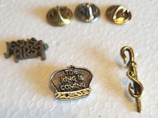 Retro 3 Christian Jewelry Lapel Or Tie Pins Jesus 1st, King Is Coming, Fish Hook