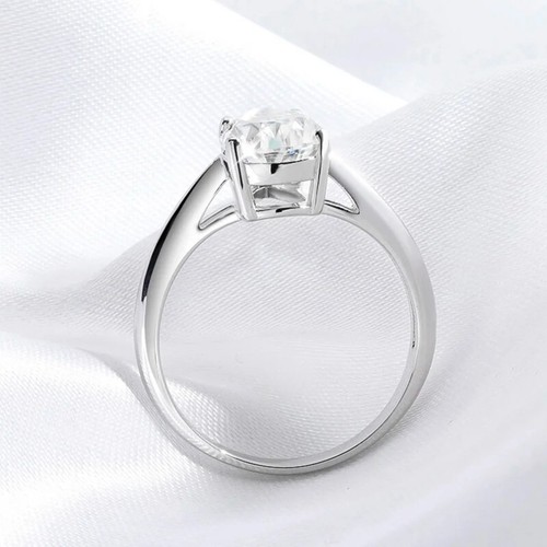 2CT D VVS1 Moissanite Engagement Ring 925 Sterling Silver 18k White Gold Plated - Picture 6 of 15