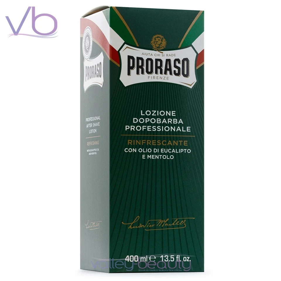 Loção pós-barba verde PRORASO com eucalipto e mentol tamanho barbeiro, 400ml NOVA - Imagem 3 de 3