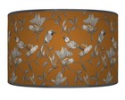 Garden Birds Paprika Grey Pendant Drum Light Shade Handmade Lampshade #69
