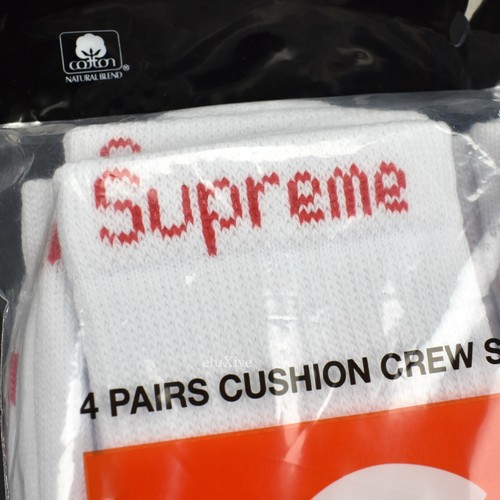NUEVOS CON ETIQUETAS Supreme NY Para hombre Blanco Rojo Logotipo Tejido Crew Calcetines SS20 Sellados Paquete de 4 AUTÉNTICOS - Imagen 4 de 6