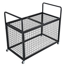 Rolling Sports Ball Storage Cart, Lockable Basketball Cage with Double Lids