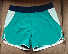 swim Short Swimsuit Sz 16 Lands End Green / Blue Women s comfort waist 5 inch