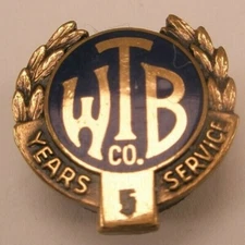 WTB CO 5 Year Vintage SMALL Screw Back Lapel Pin Tie Tack o33