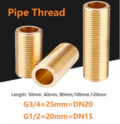 G1/2 20mm  G3/4 25mm BSPT 50mm-120mm Lange Laufnippel Male Thread Messing Nippel
