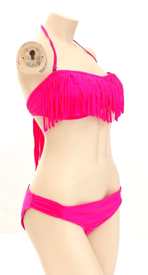 Traje de baño bikini halter con flecos premium rosa Guess de 2 piezas para mujer L nuevo con etiquetas Foto 4 de 4