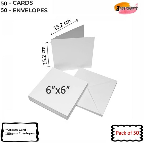 6x6" White Blank Cards & Envelopes Greeting for Loved ones - Pack of 10, 20, 50 - Picture 16 of 18