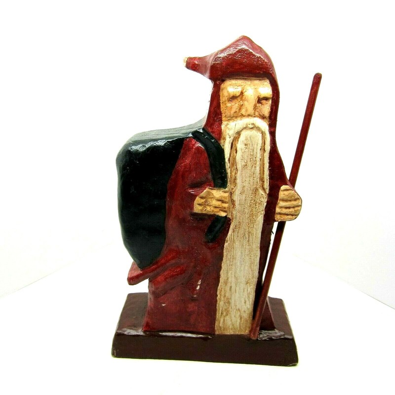 Vintage Santa Claus Wooden Folk Art Handmade Nice One of A Kind Christmas Decor
