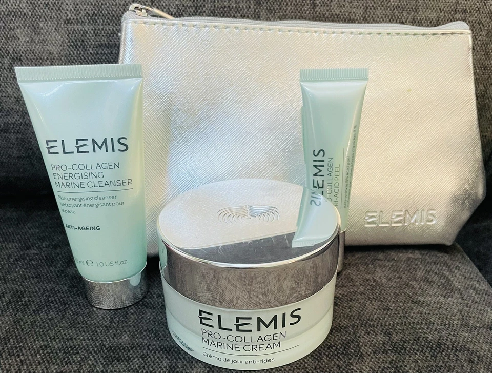 Набор ELEMIS PRO-COLLAGEN морской крем 1,6 унц, морской очиститель, три кислоты PeelW сумка - Изображение 3 из 4