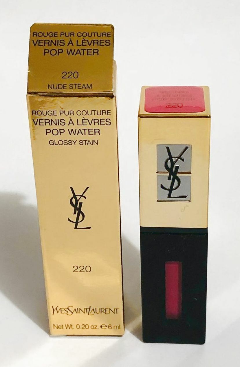 YSL ROUGE PUR POP WATER GLOSSY STAIN LIP #220 NUDE STEAM VERNIS A LEVRES