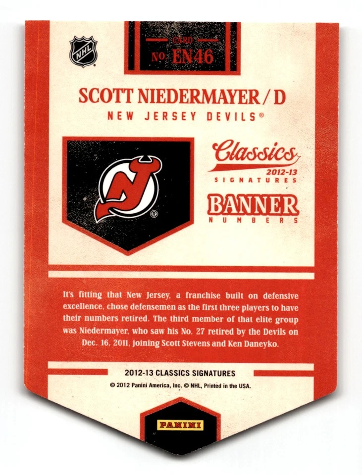 Scott Niedermayer 2012-13 Panini Classics Signatures Banner Numbers #EN46 New - Image 2 of 2