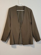 Womens Blazer Size Medium Long Sleeve Front Pockets Color Green