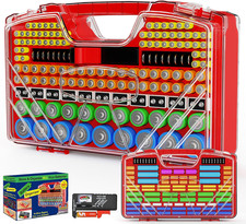 Battery Organizer Storage Holder Box Case with Tester 285 Batteries Double-Sided