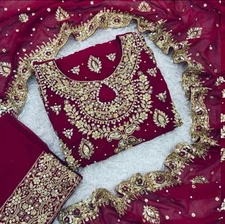 INDIAN SALWAR KAMEEZ PAKISTANI WEDDING PARTY DRESS WEAR BOLLYWOOD SUIT SHARARA