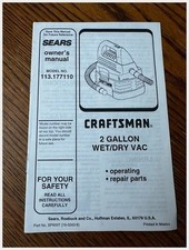 Craftsman 2-Gallon Wet/Dry Vac Manual Sears 1...