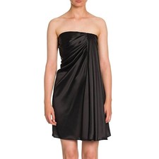DOLCE & GABBANA Strapless Draped Stretch Satin Mini Dress 44 L