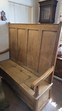19th Century Welsh Vernacular Pine High-back Settle/Bench/Pew.   55" X 53" x 15"