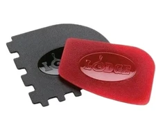 Cast Iron 2 Pan Scraper Set Lodge Black Red Polycarbonate Cleaner pack 