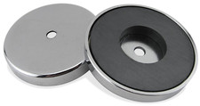 Ceramic Round Base Magnets 200 lb Pull Chrome Plated   2 Pack