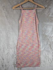 SHEIN Womens Ribbed Cami Dress Rainbow Multicolour Striped Bodycon XS UK 6 Mini