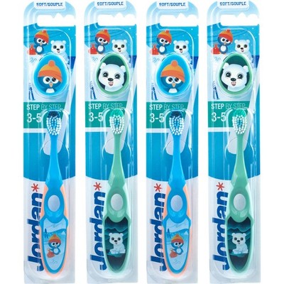 Jordan Step 2 Kinder Zahnbürste 3-5 Jahre, Motiv Jungs, 4er Pack