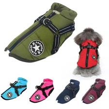 Waterproof Large Dog Winter Jacket with Built-in Harness Warm Fleece Pet Coat