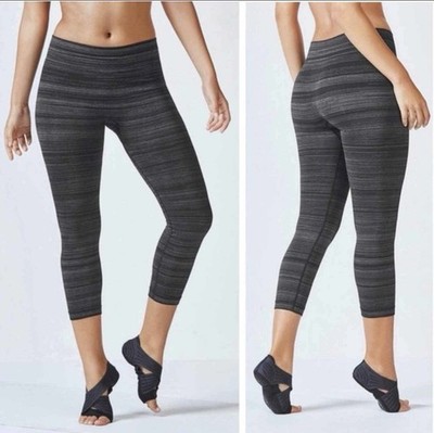 NEW Fabletics Lara Lurex Capri Tight Heather Black Leggings Size XL Night Runner