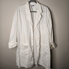 Landau White Lab Coat XLG Long Sleeve Professional Medical Uniform Pockets