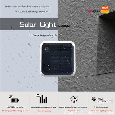 Tuya Zigbee Solar Light Sensor - IP65 Waterproof Outdoor Brightness Detector wit