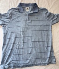 LACOSTE Mens Polo Made in France Sport Shirt Blue Golf sz 7 Snap VINTAGE EUC
