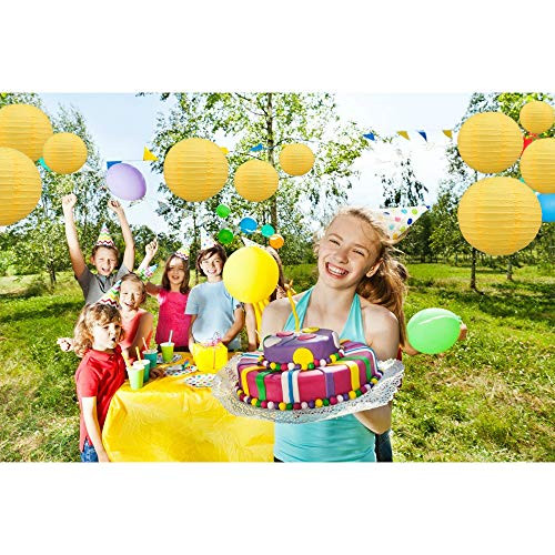 Round Paper Lanterns Decorative Hanging Asia Chinese 4、6、8、10、12 Inch Yellow - Picture 7 of 7
