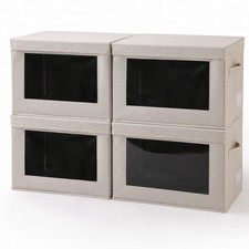3/4 Pack Fabric Storage Bins w/ Lids 15x10x10 Inch Foldable Closet Storage Boxes