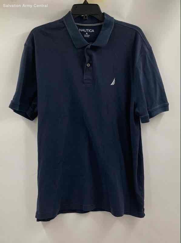 Nautica Mens Navy Blue Cotton Short Sleeve Collared Casual Polo Shirt Size XL