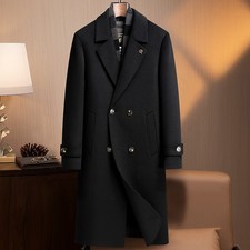 Mens Double Breasted Coat Cashmere Winter Long Scarf Goose Down Cashmere Jacket