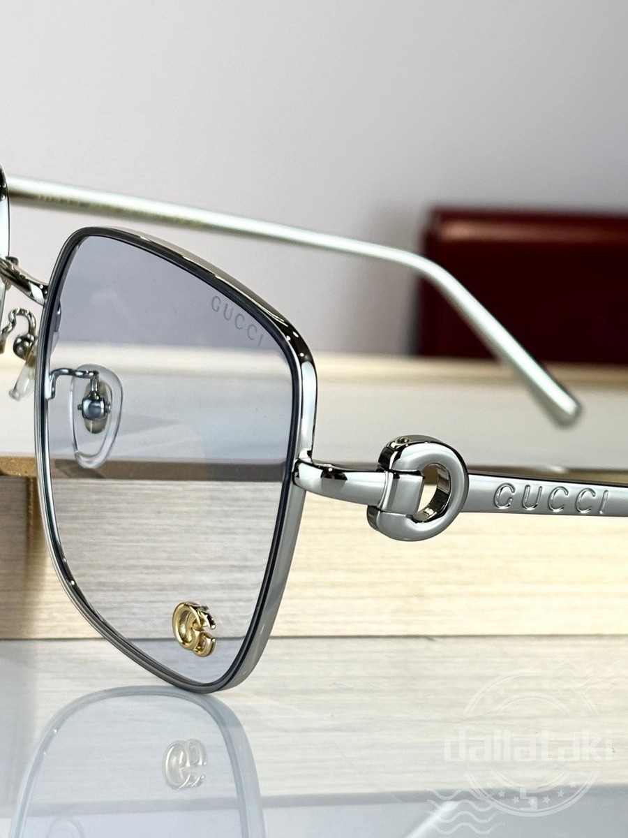 Gucci unisex metal rectangular frame classic clear sunglasses
