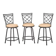 Set of 3 Avery Adjustable Metal Barstool Black - Buylateral