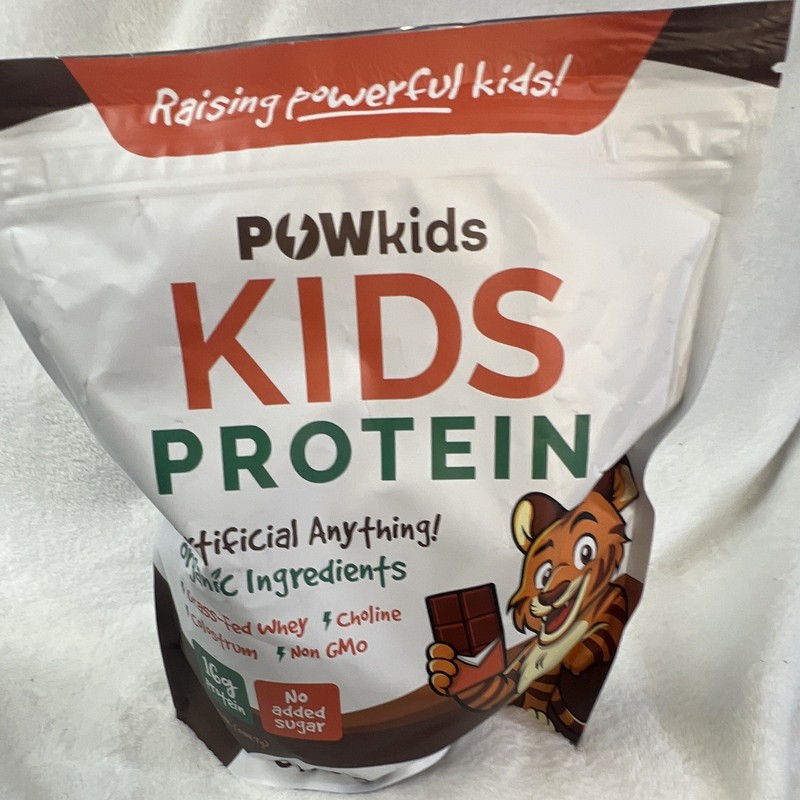 POWkids Grass-Fed Whey Protein Powder Chocolate Non GMO No Added Sugar 15Sv