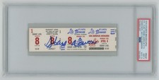 1974 Atlanta Braves Hank Aaron Signed Ticket PSA 9 Auto 10 Pop 2 None Higher