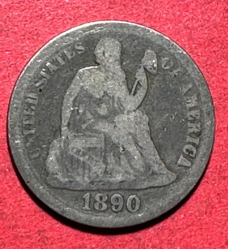 1890 US Seated LIBERTY SILVER Dime! "LIBERTY" Shows! Old US Coin!