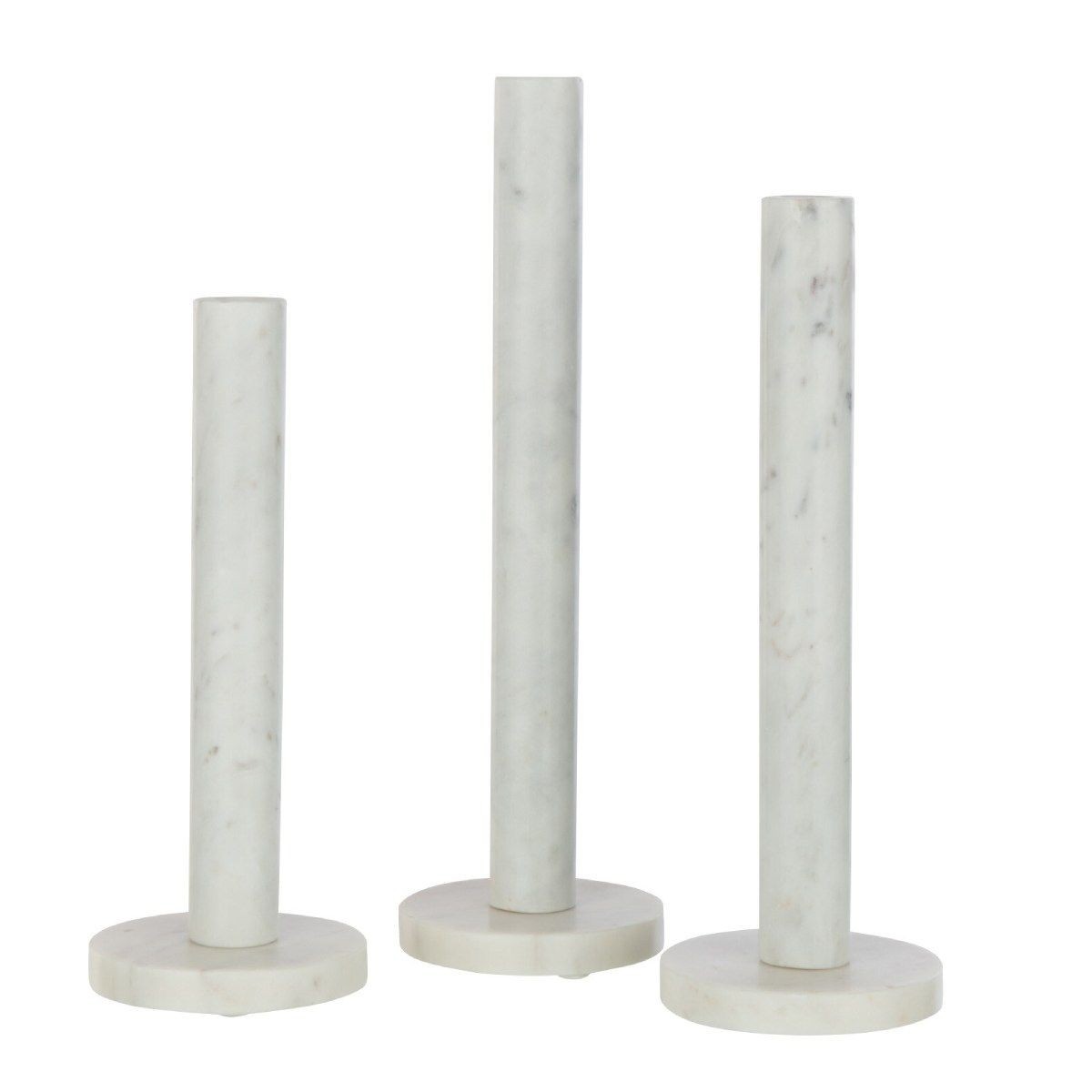 Bougeoir en marbre blanc de 40cm Bali en lot de 3 pièces pour bougies