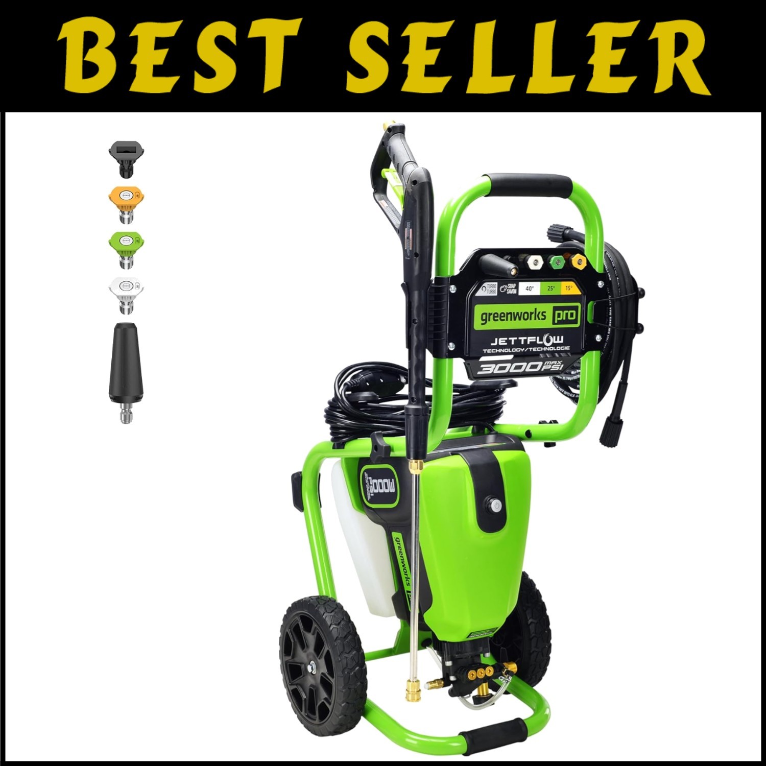 Lightweight 2 GPM Electric Pressure Washer with Rugged Steel Frame & Accessories