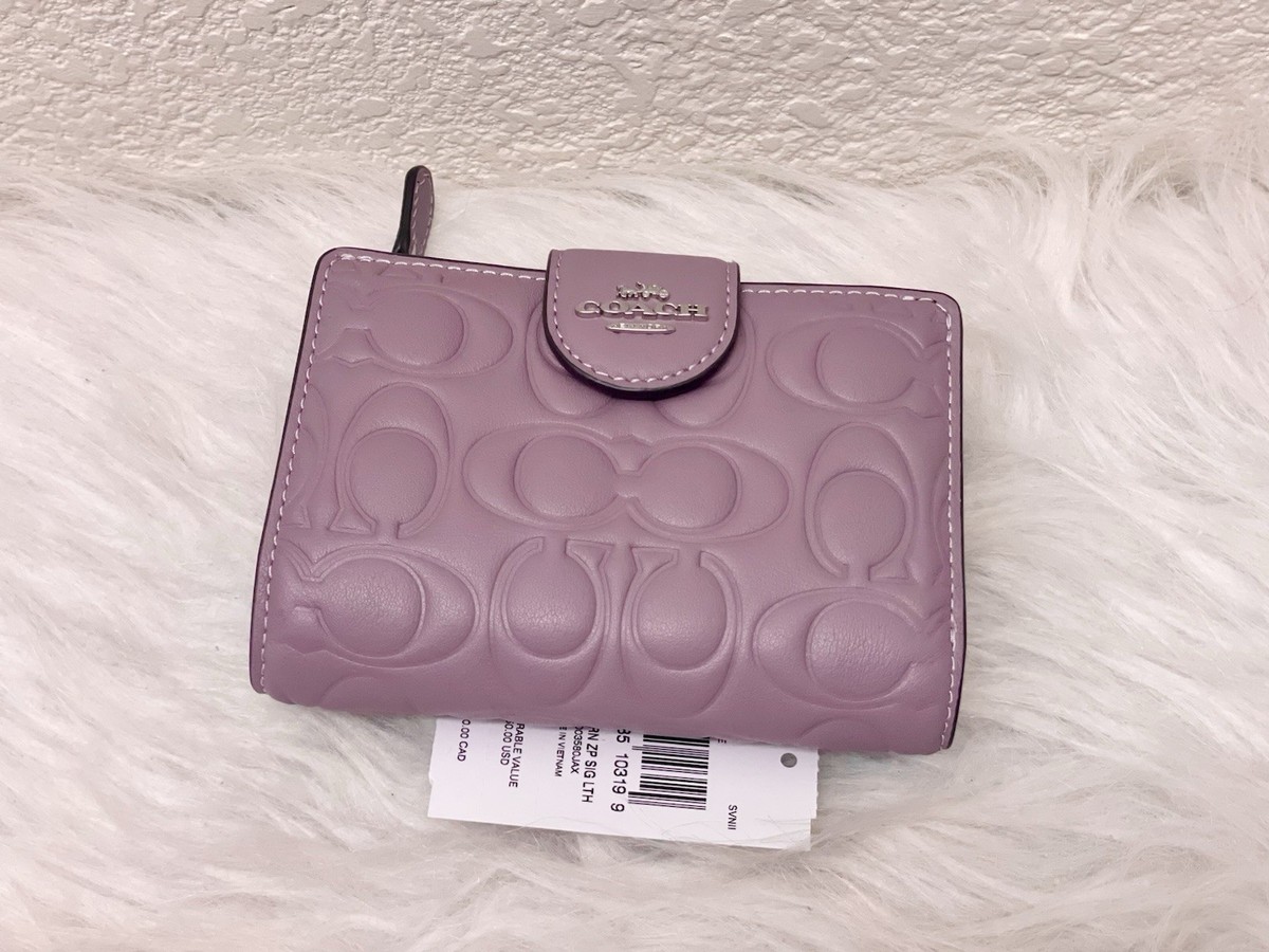 Coach Medium Corner Zip Wallet In Signature Leather/Sv/Jasmine