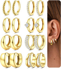 Small Chunky Gold Hoop Earrings for Women Hypoallergenic 14K Gold Filled Huggie