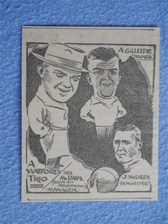 J McLaren A Gillespie N McBain Watford. 1935 Paper Caricature