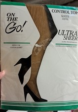On The Go Ultra Sheer Control Top Pantyhose Coffee Queen Sheer Toe