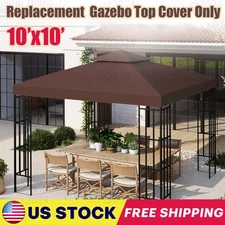 2-Tier Waterproof Gazebo 10'x10' Top Replacement Canopy UV Sunshade Patio Cover