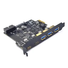 USB 3.2 GEN1 PCI-E Expansion Card 5 Port 2*Type-C 3*USB-A 19 Pin Adapter 5Gbps