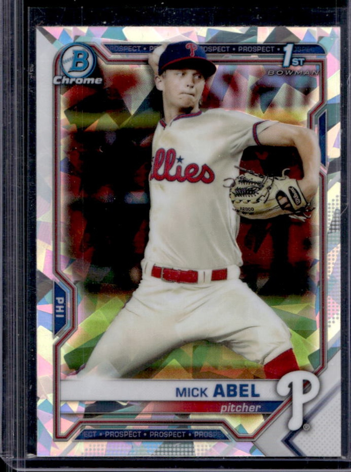 2021 Bowman Mick Abel Chrome Atomic Refractor 1st Prospect #BCP-42 Phillies